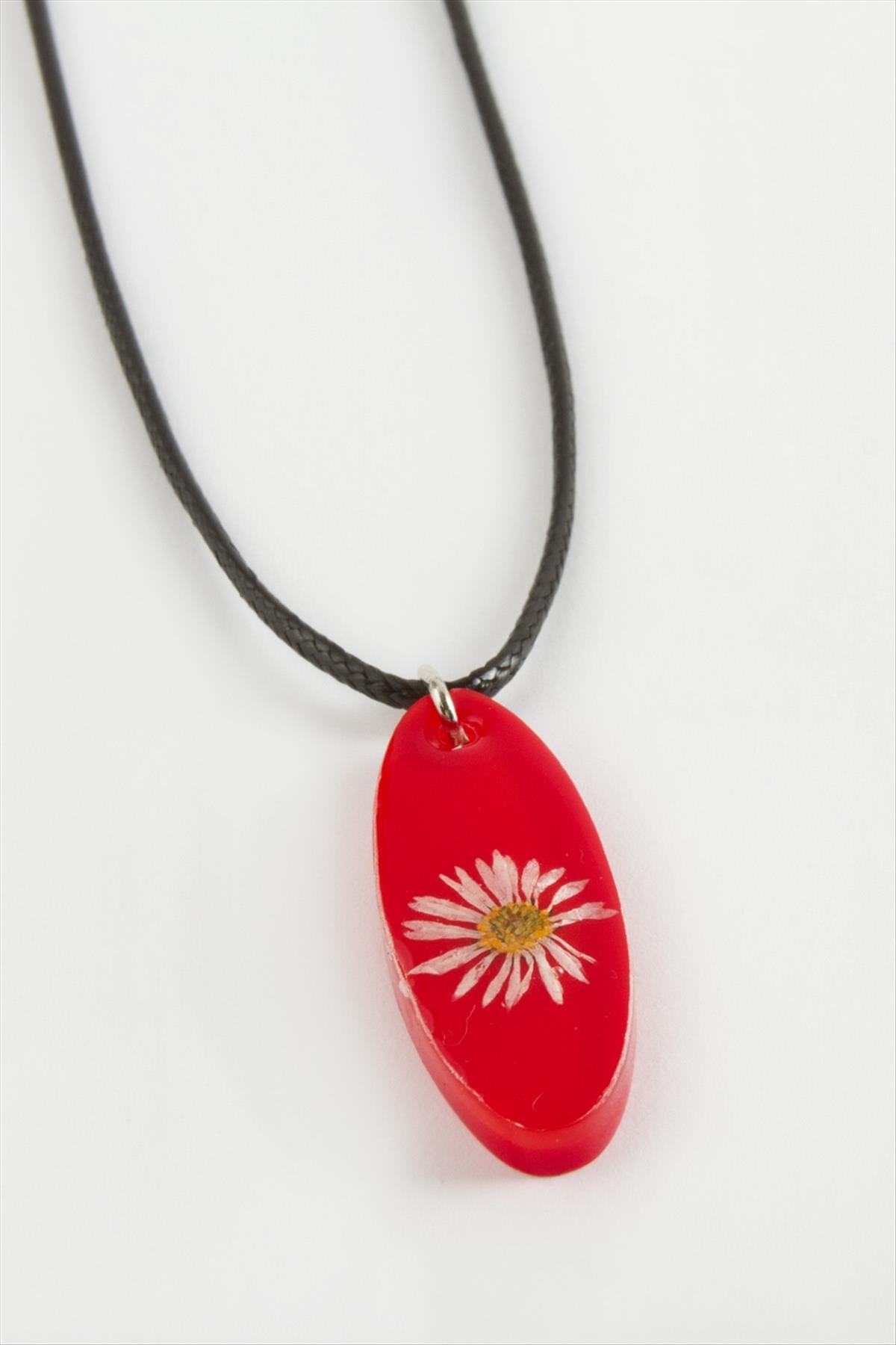 Papatya Oval Epoksi Kolye