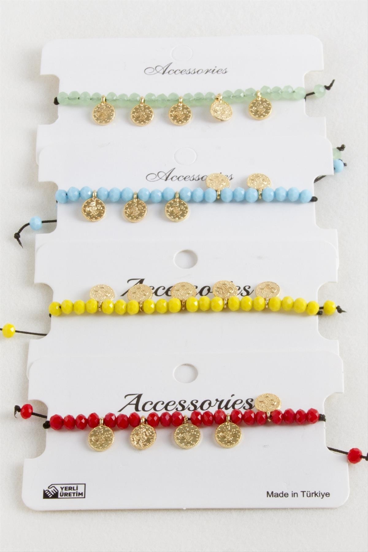 Para Kristal Makrome İp Bileklik