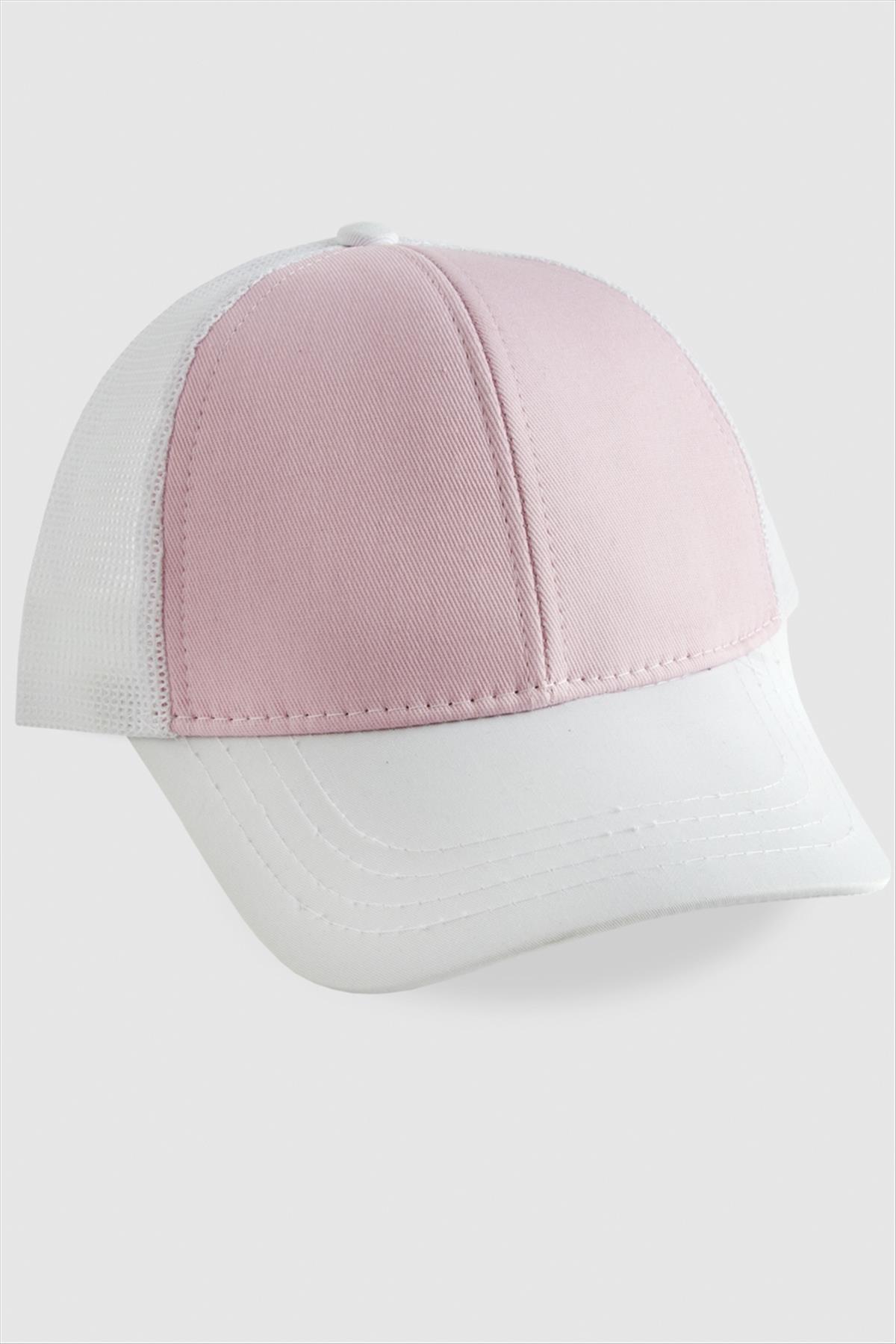 Pembe Beyaz Renkli Kasketli Şapka