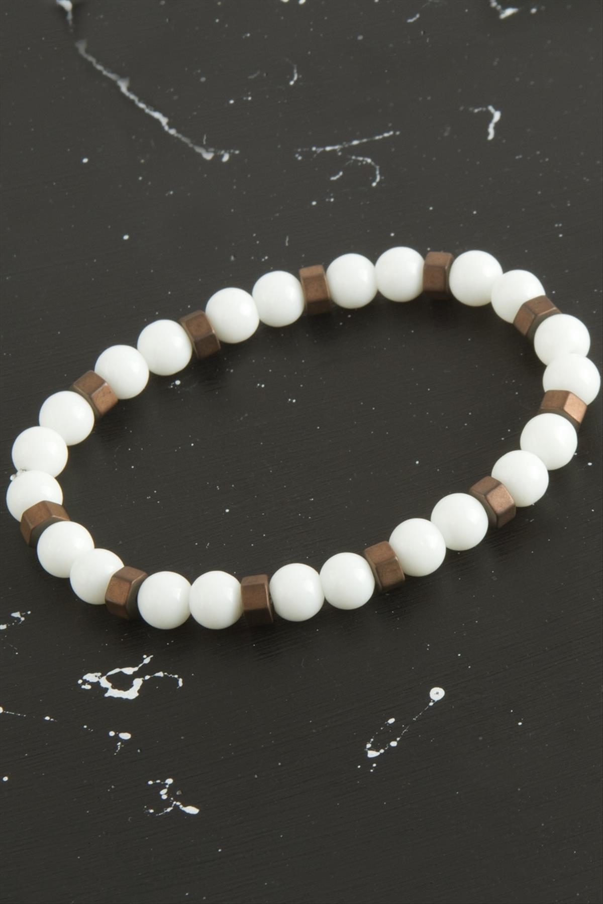 Sedef & Hematit Doğaltaş Bileklik