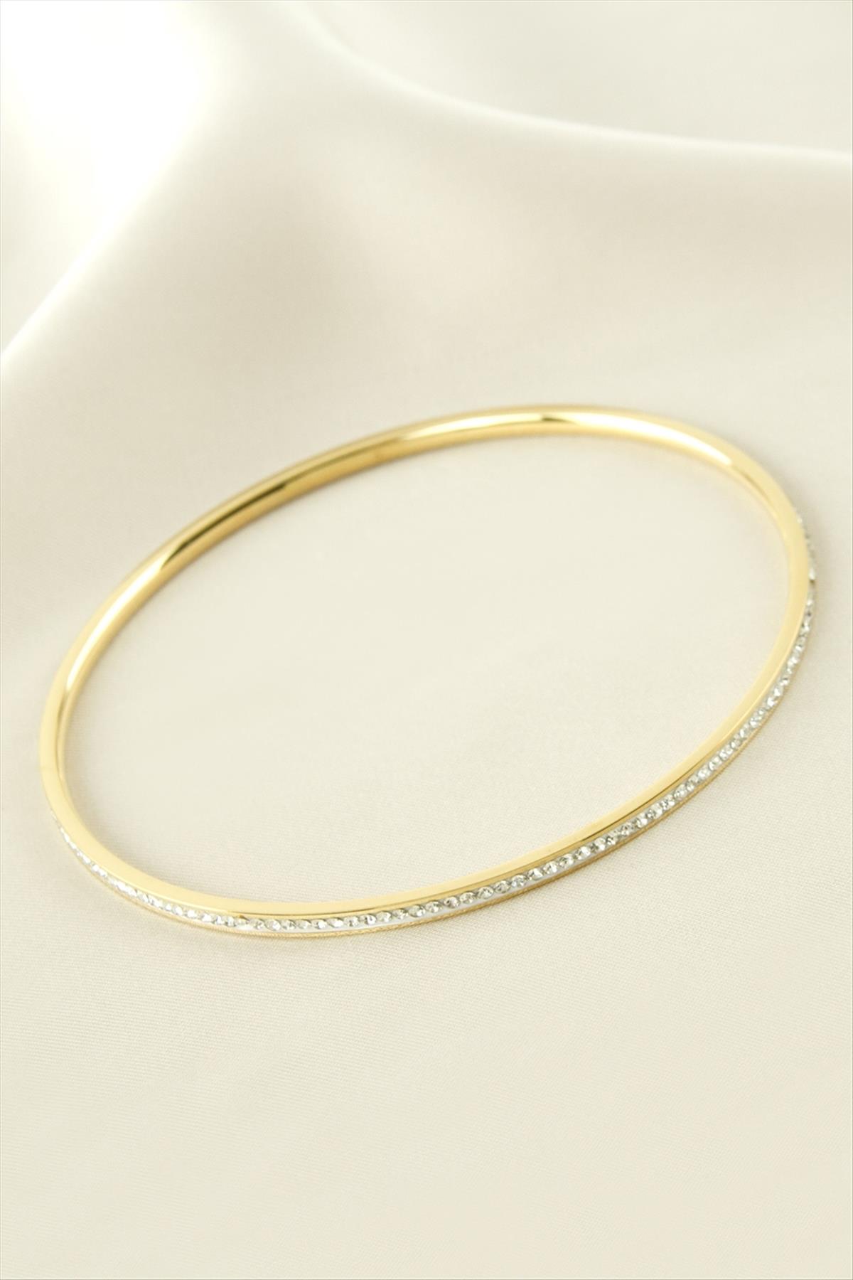 Taşlı Ajda Lüks Çelik Bilezik 2 mm