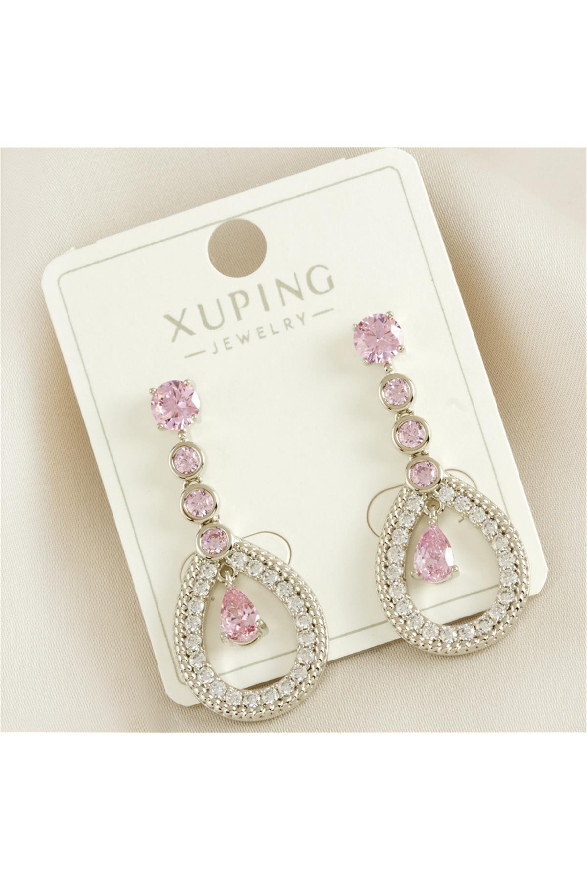 Xuping Oval Zirkon Taşlı Lüks Çelik Küpe