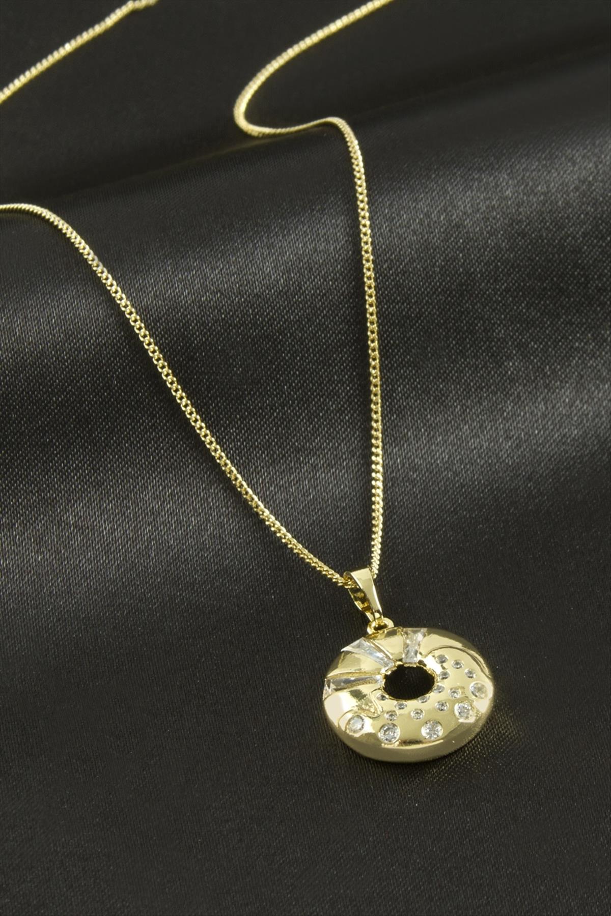 Xuping Simit Zirkon Taşlı Lüks Çelik Kolye