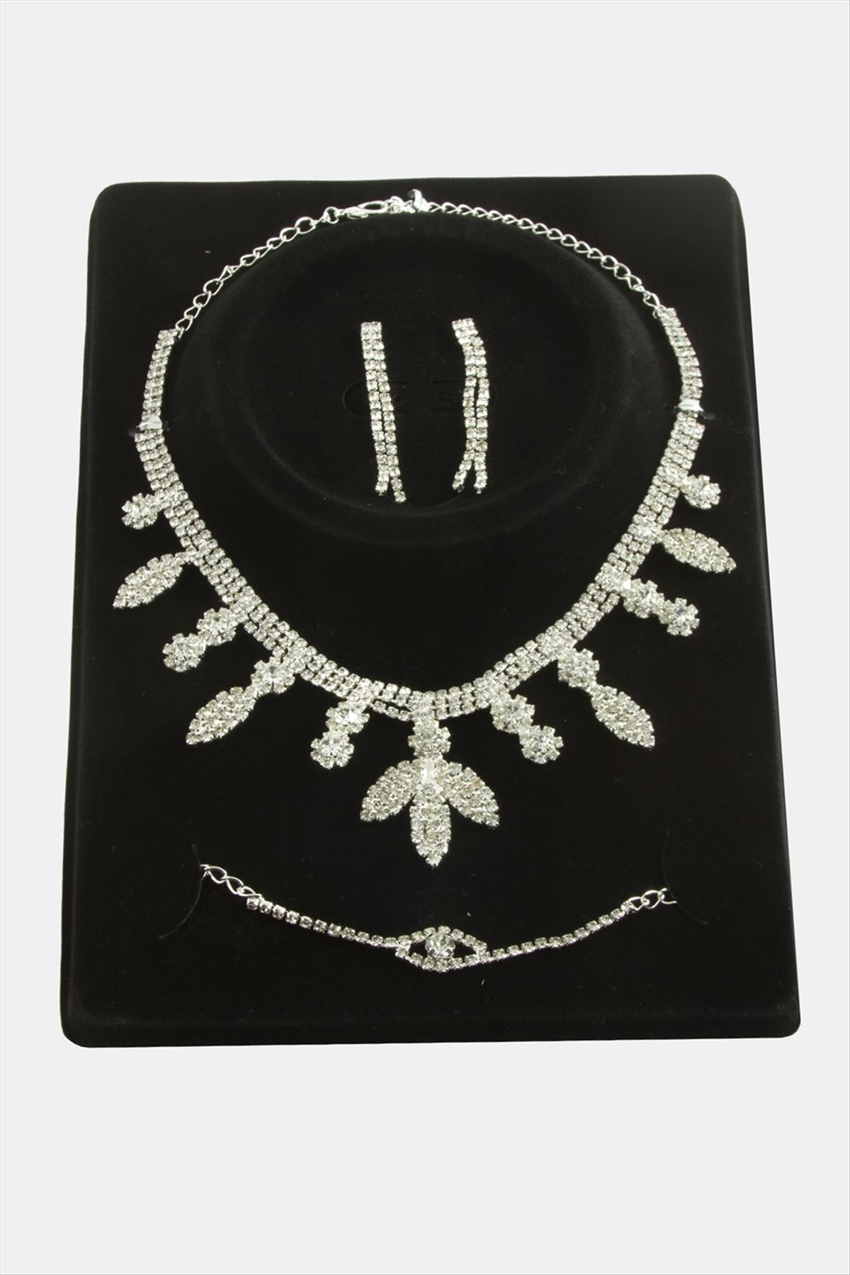 Yaprak Taşlı Lüks Set Kolye