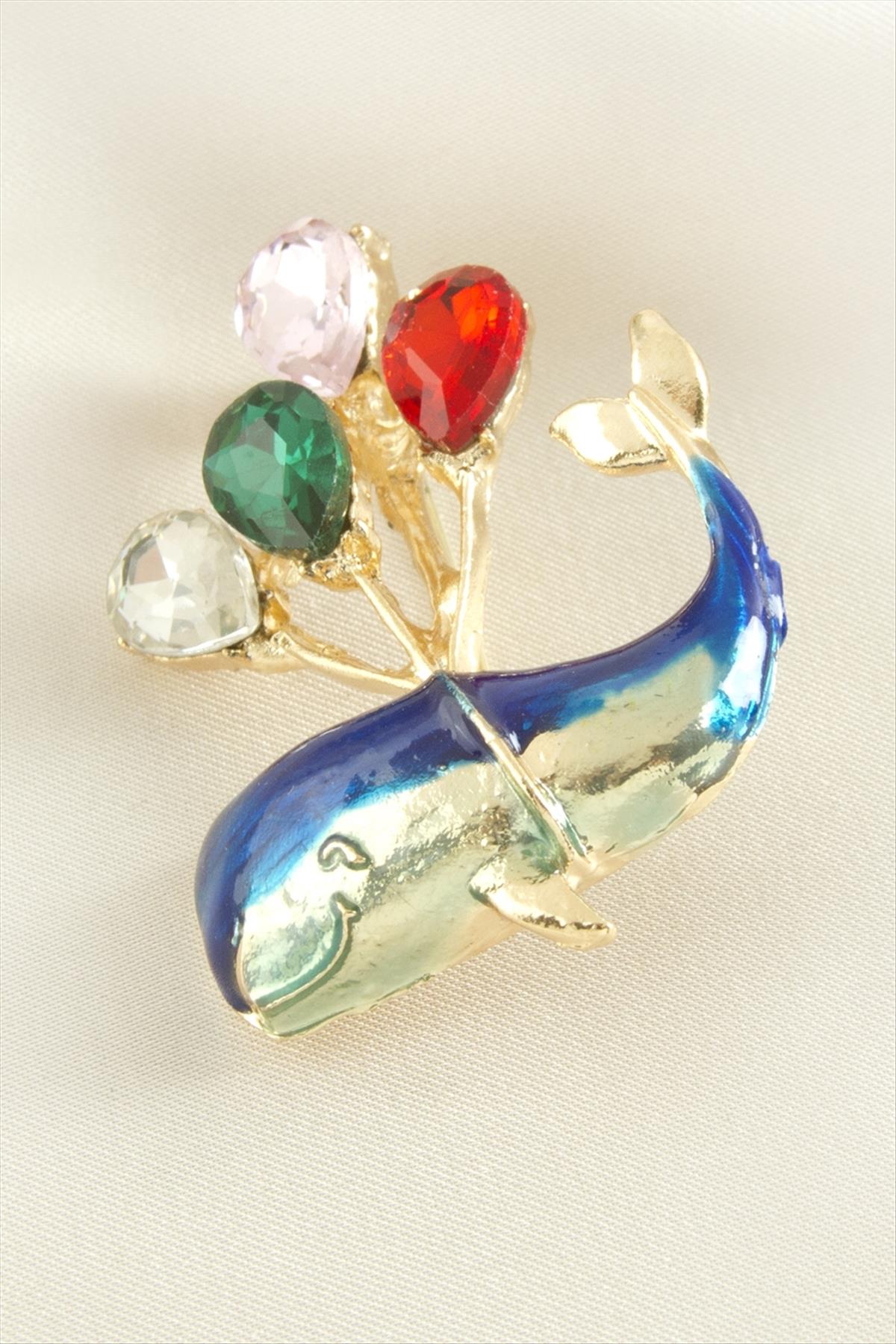 Yunus Mineli Taşlı Broş