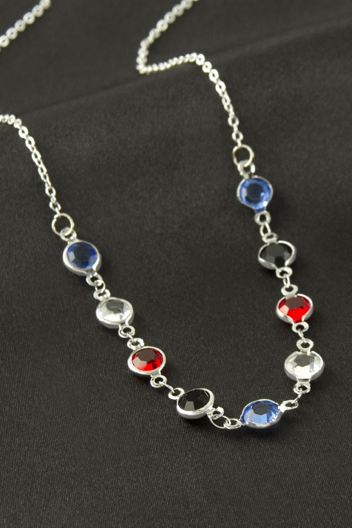 Yuvarlak Kristal Taşlı Kolye