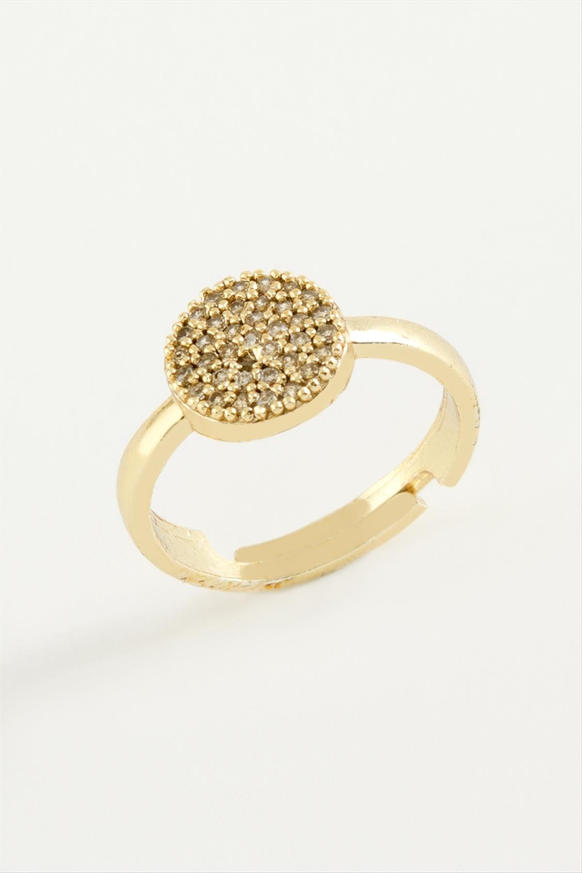 Yuvarlak Taşlı Metal Yüzük