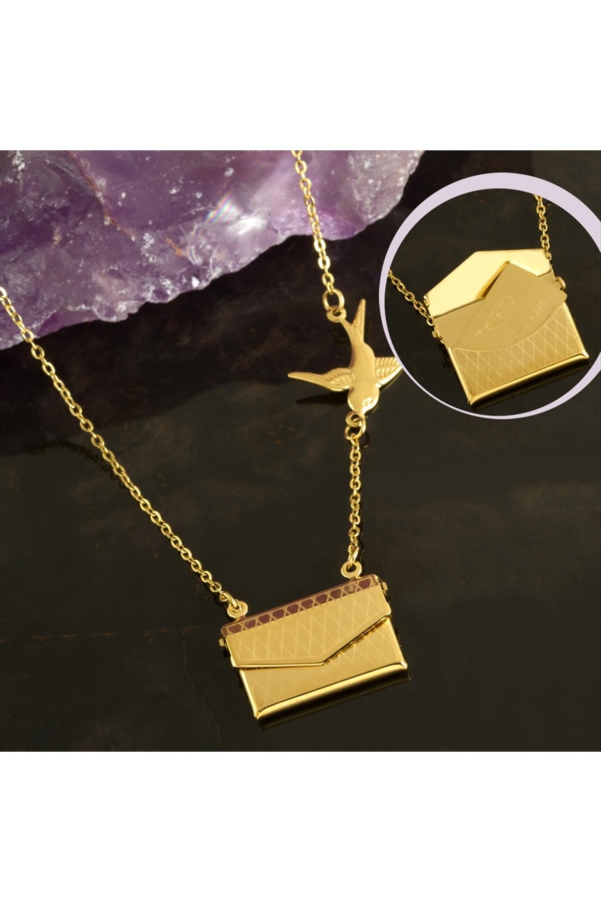 Zarf I love You Lüks Çelik Kolye