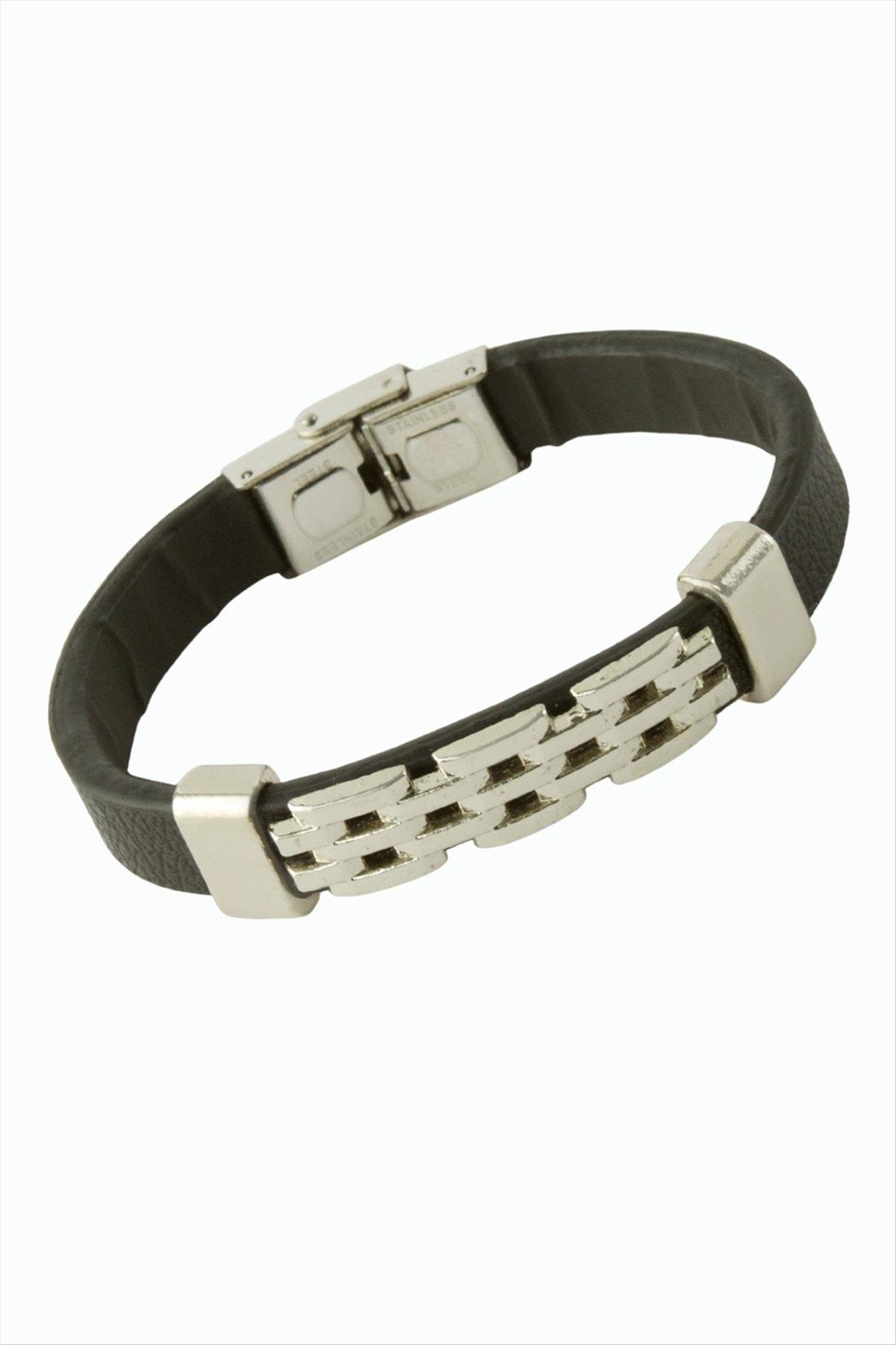 Zincir Desenli Lüks Deri Bileklik