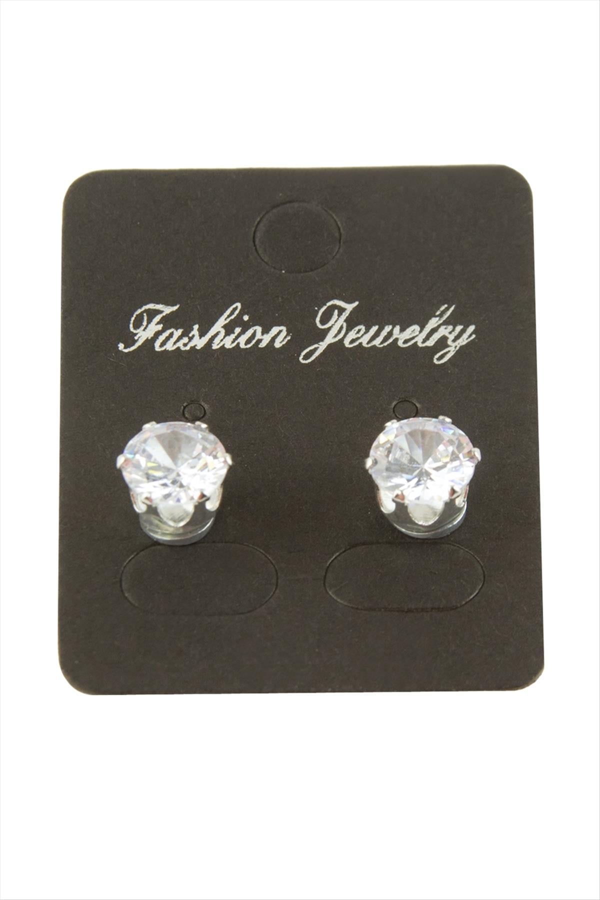 Zirkon Tek Taşlı Küpe