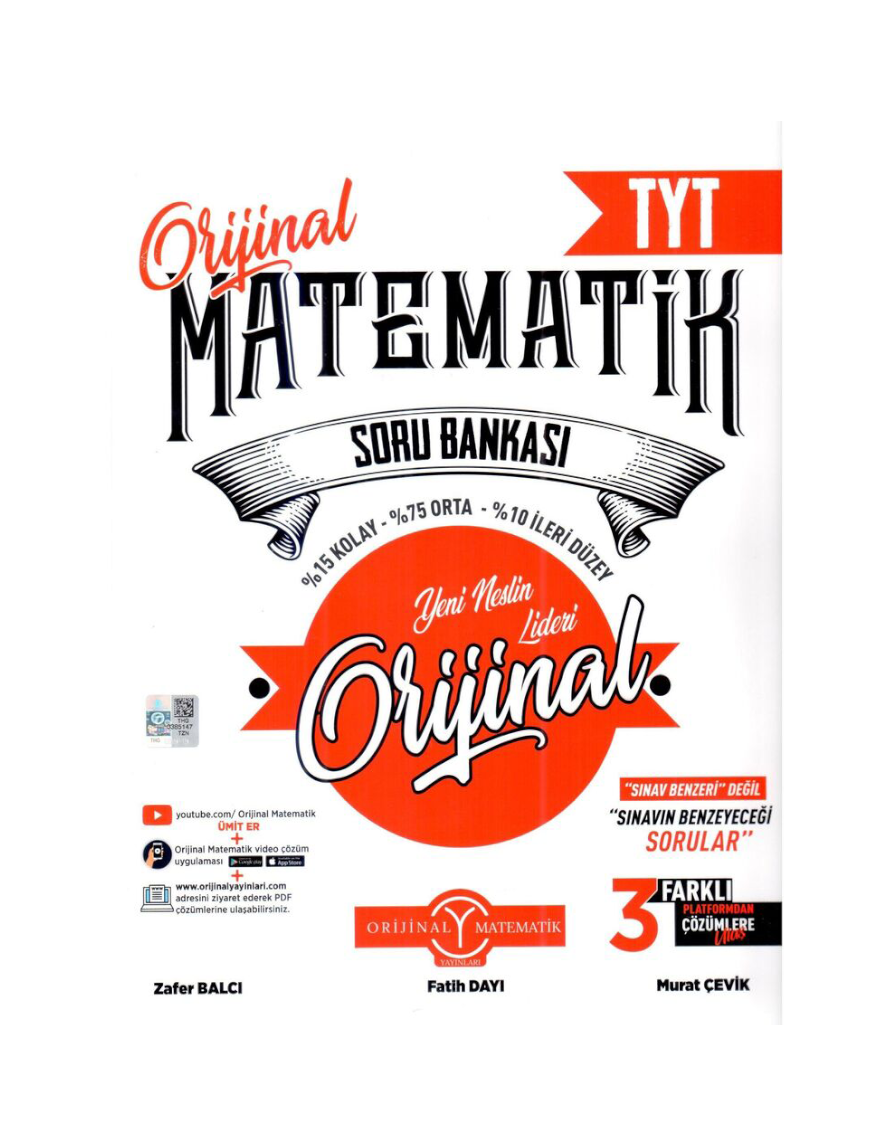 Orjinal Yayınları Tyt Matematik Soru Bankası
