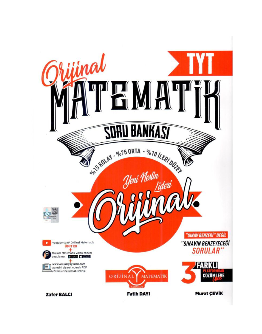 Orjinal Yayınları Tyt Matematik Soru Bankası