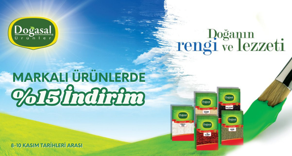 Doğasal Markalı Ürünlerde %15 İndirim