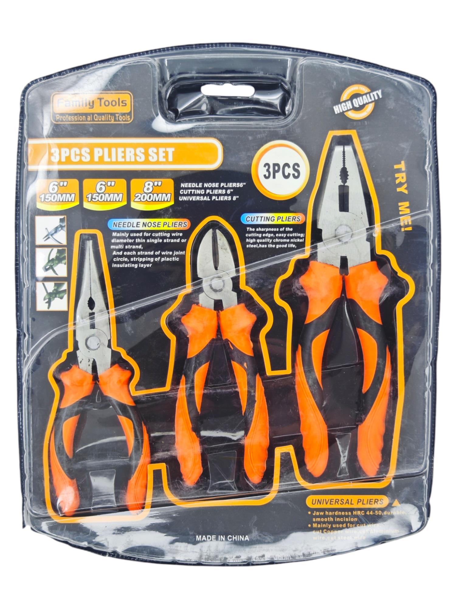 05156   Family Tools 3lü Pense Seti - Pense-Kargaburun-Yan kensi