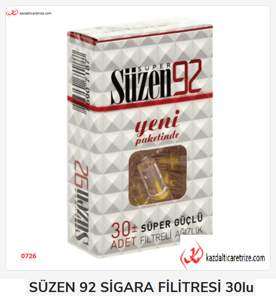 0726   SÜZEN 92 SİGARA FİLİTRESİ 30lu