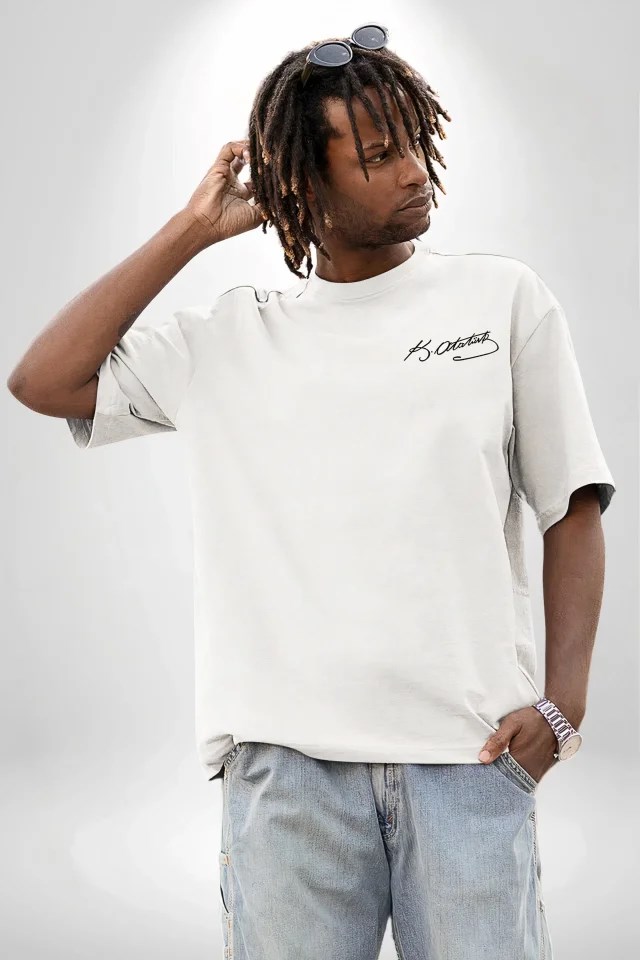 30 Ağustos Zafer Bayramı Ön Arka Baskılı Oversize Bisiklet Yaka T-shirt - Beyaz
