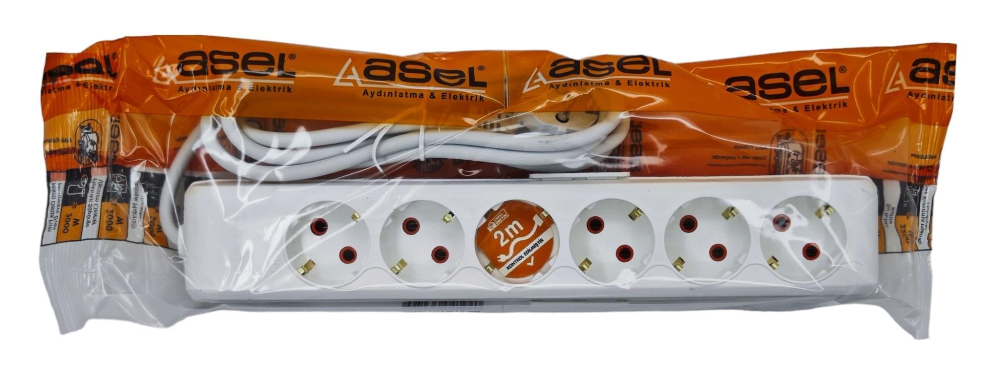 4194   ASEL ARA KABLO GRUP PRİZ 6lı 2m