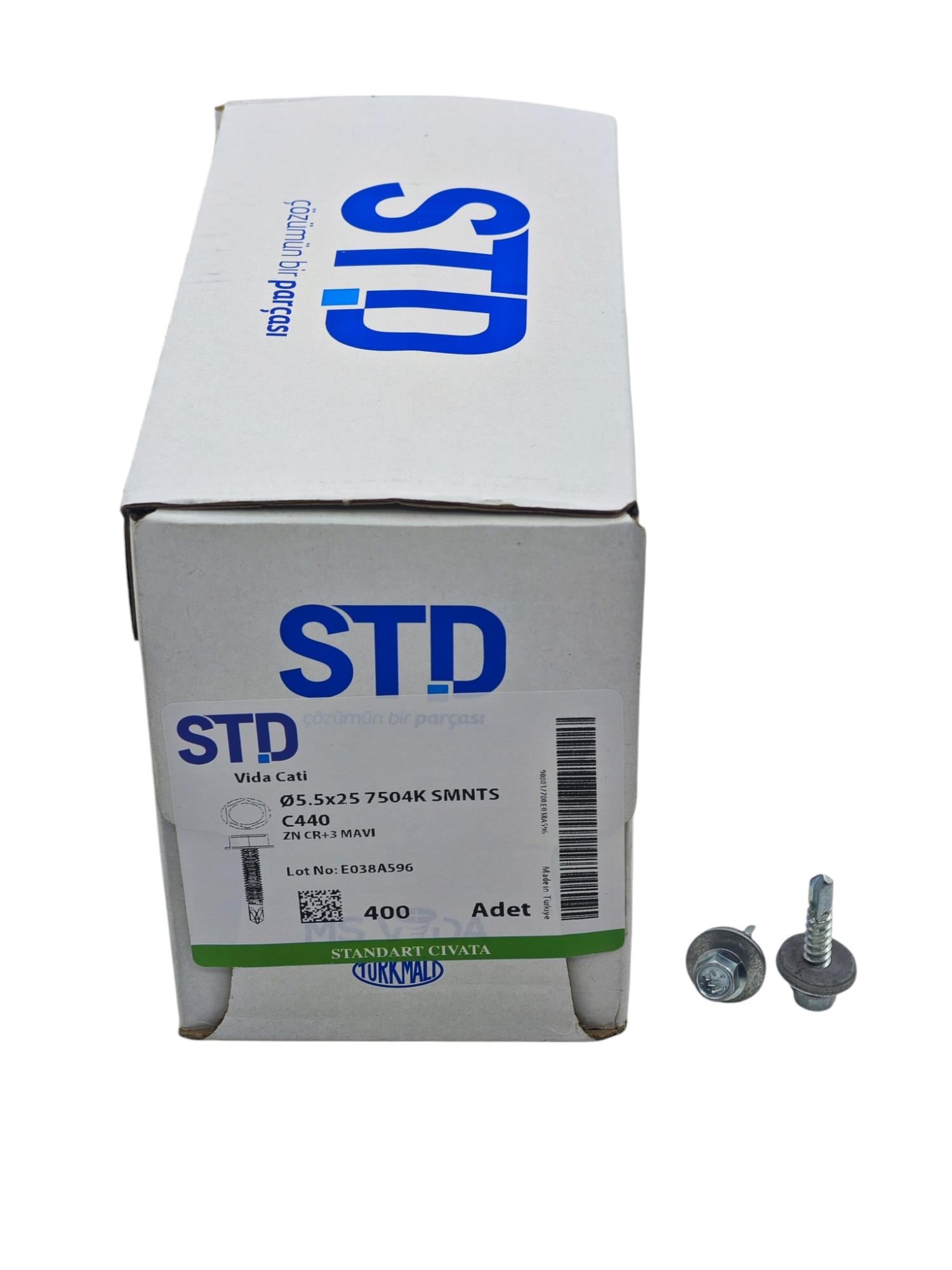 5525   STD 5.5*25 Matkap Uçlu Trapez Çatı Vıda 400lü