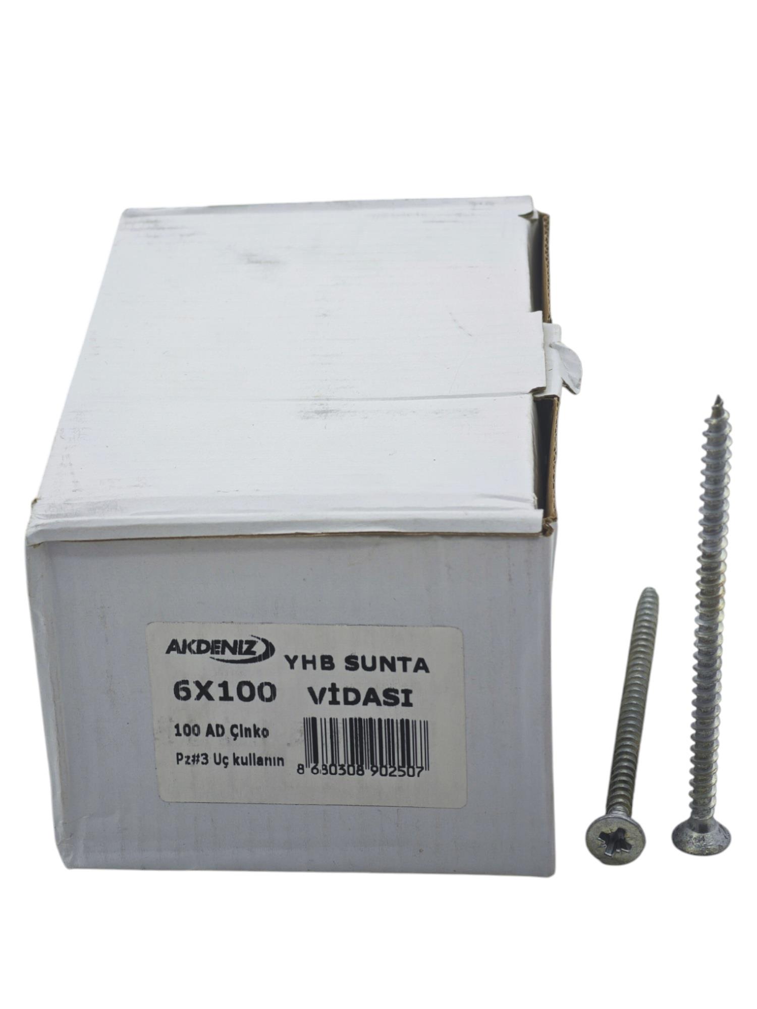 60100   Akdeniz 6*100mm YBH Çinko Sunta Vidası 100lü