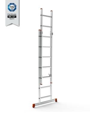 7207-S   Saraylı 2x7 Basamaklı Sürgülü Alüminyüm Merdiven 2+2m
