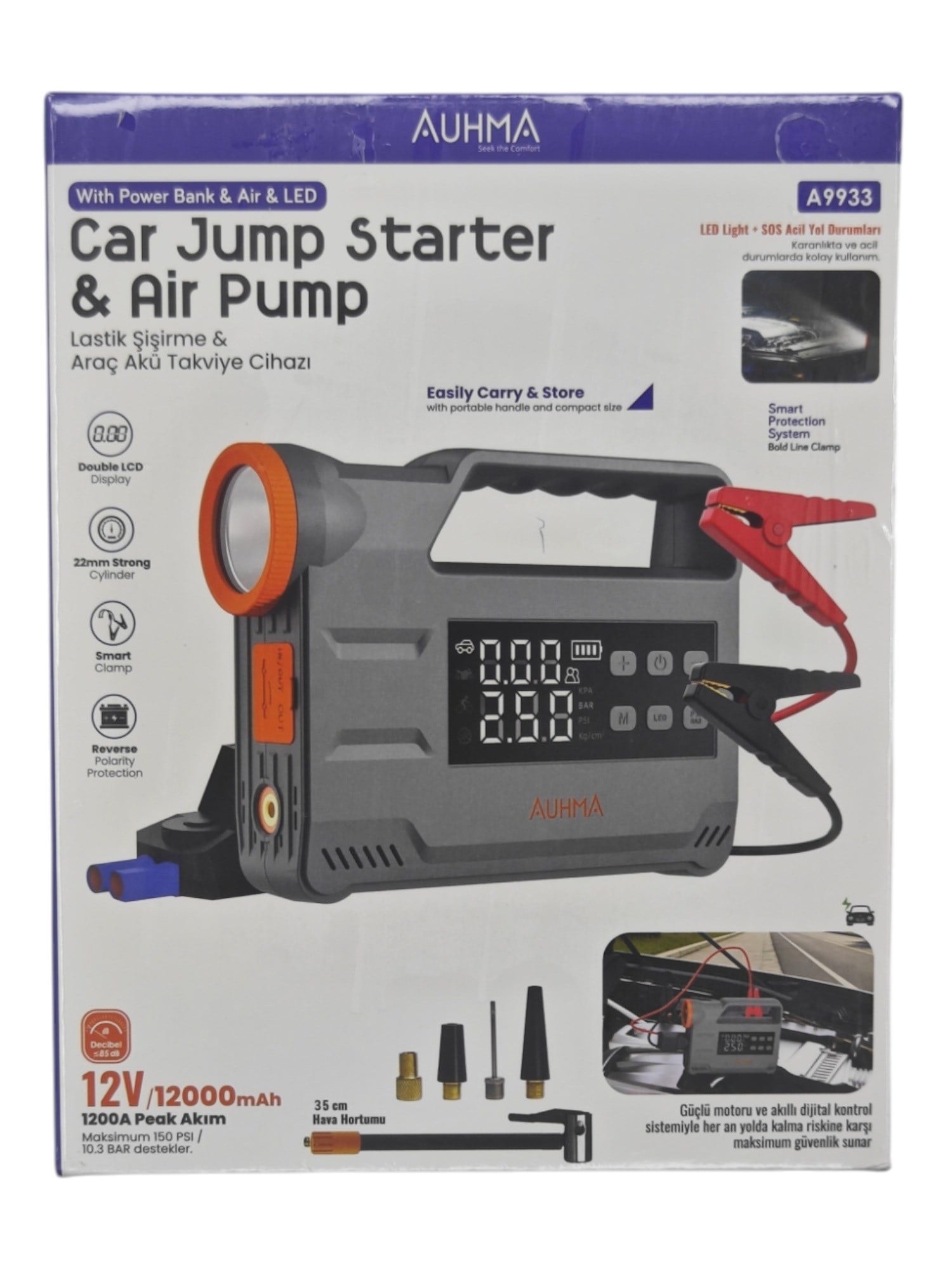 A9933   Auhma 12000A Akü Takviyeli - 150PSI Lastik Hava Kompresörü