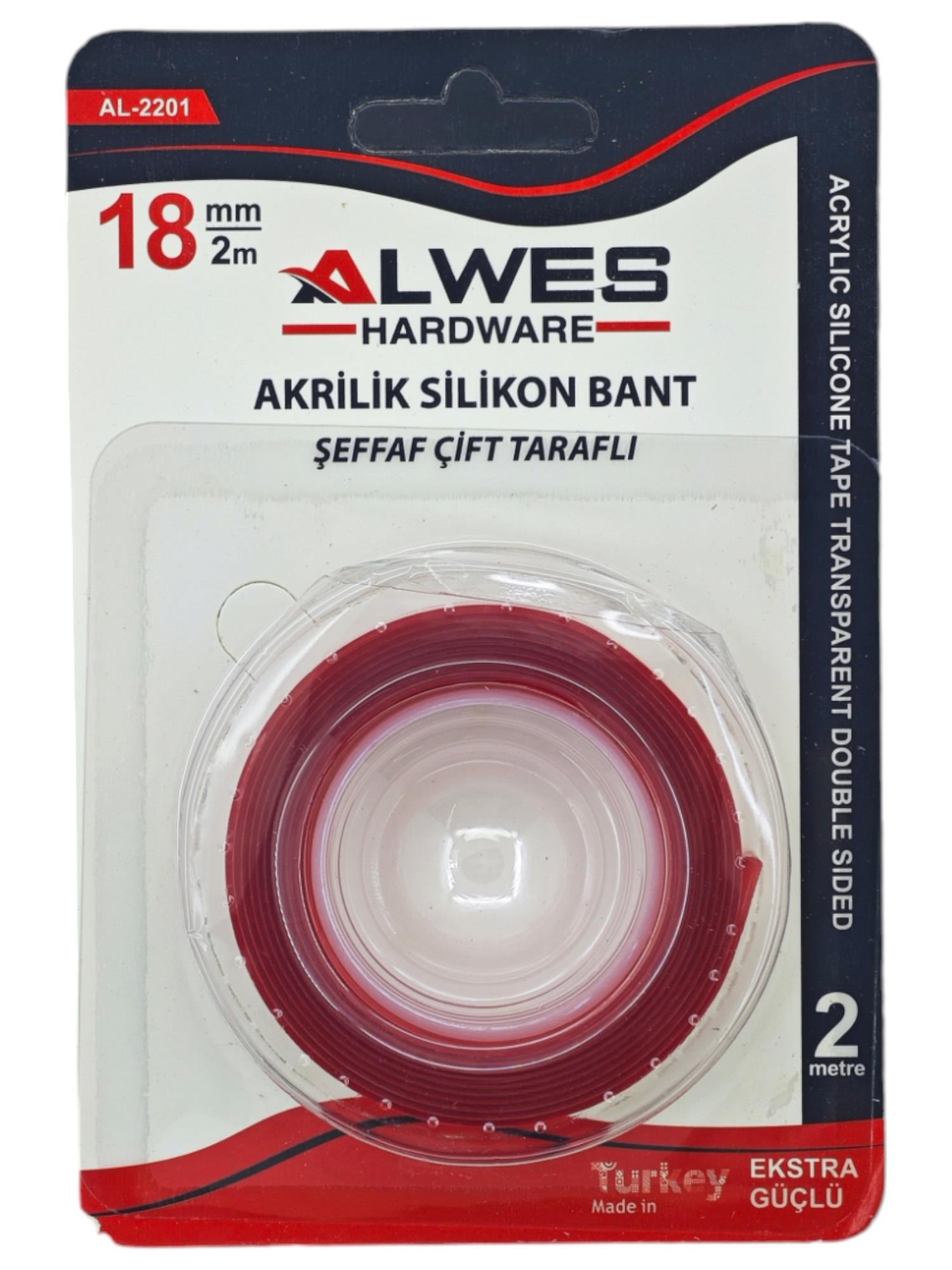 AL-2201   Alwes Çift Taraflı Akrilik Silikon Bant 18mm*2m