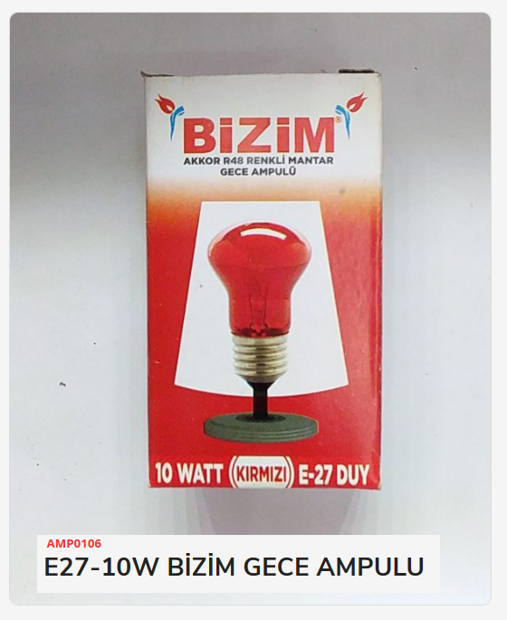 AMP0106   BİZİM E27-10W GECE AMPULU - Kırmızı