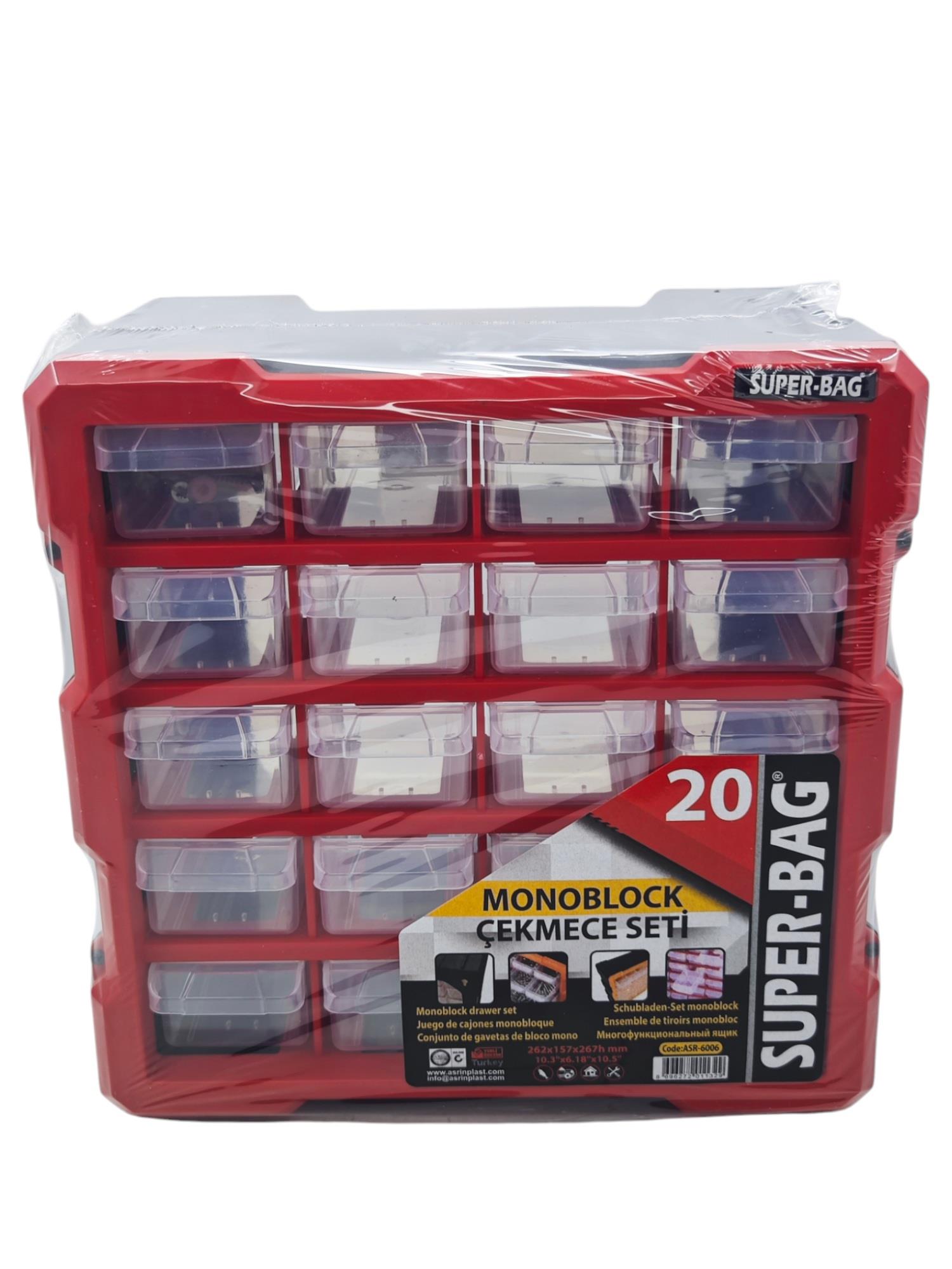ASR-6006   Super-Bag 20li Organizer Monoblock Çekmece Seti
