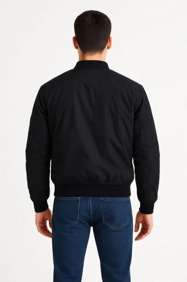 Arka Bomber Ceket - Siyah