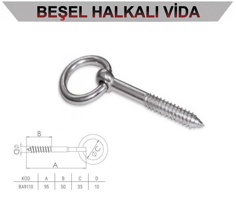 BA9110   BEŞEL HALKALI VIDA NO:10