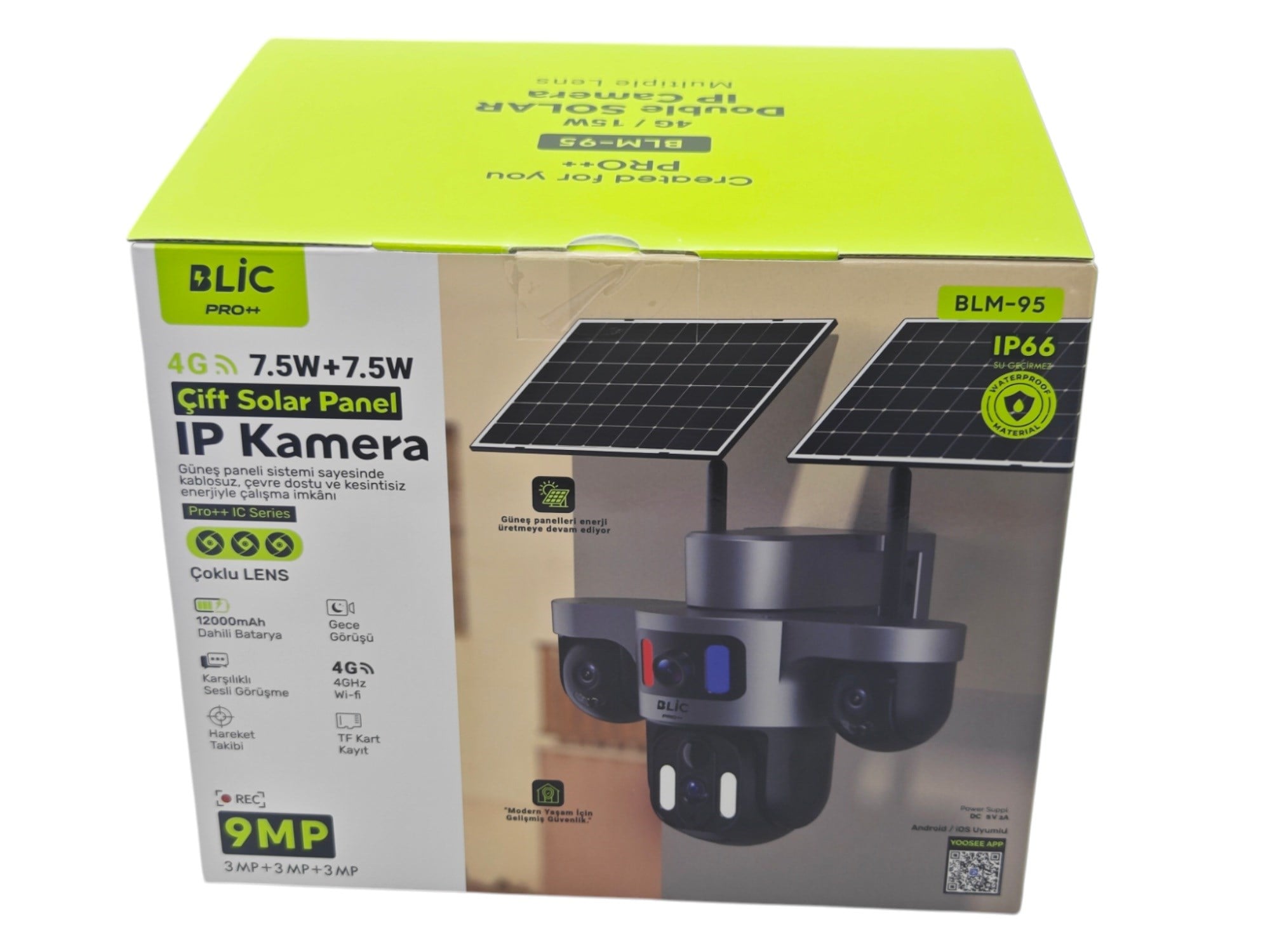BLM-95   Blic 7.5W Çift Solar Sarjlı 9MP IP Kamera