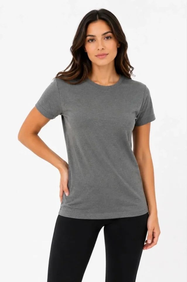 Basic Tişört Bisiklet Yaka Kısa Kol Günlük Yazlık Slim Fit T-Shirt - Antrasit