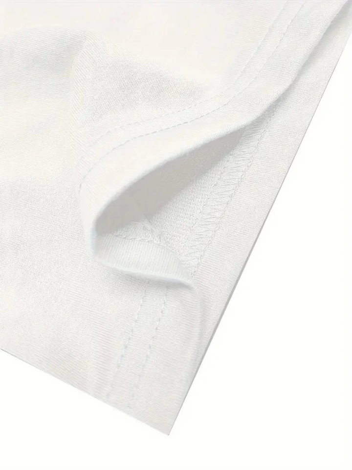 Baskılı Oversize Bisiklet Yaka T-shirt - Beyaz