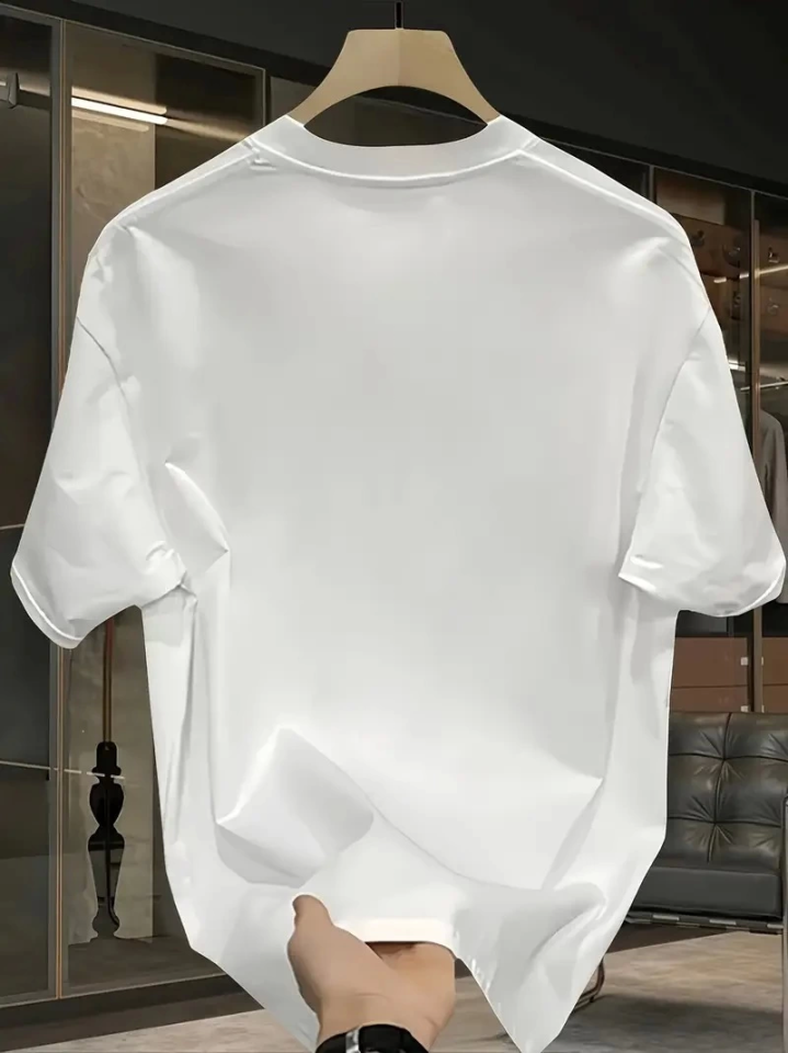 Baskılı Oversize Bisiklet Yaka T-shirt - Beyaz