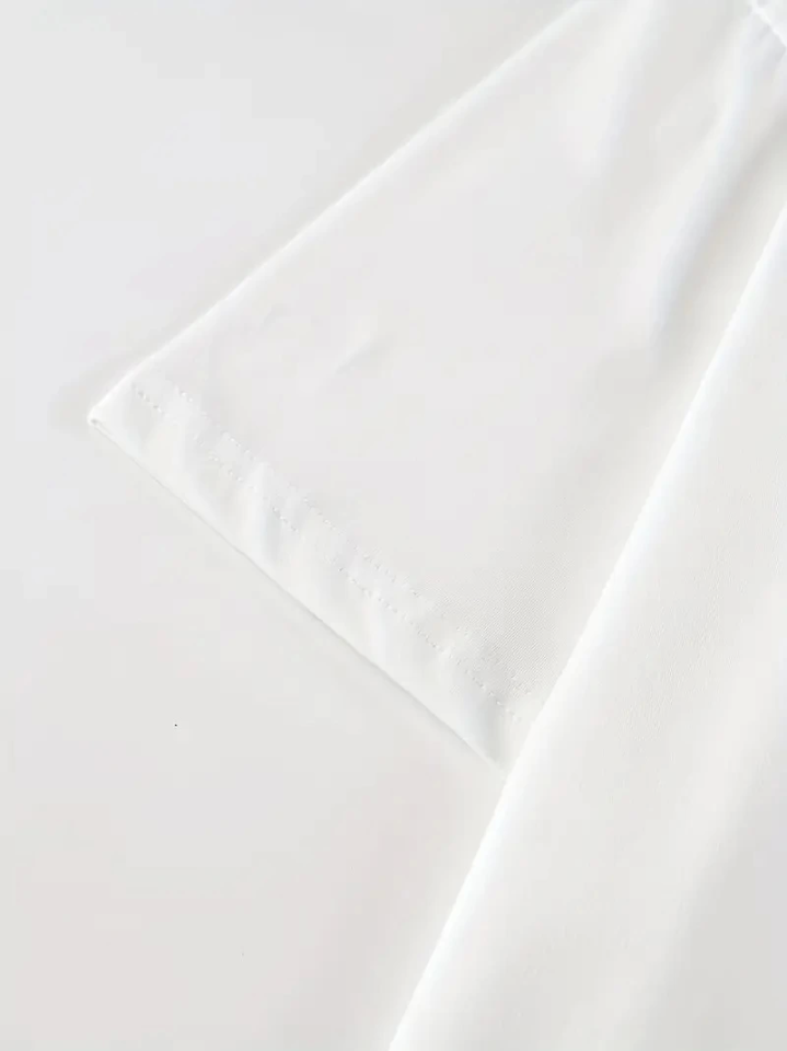 Baskılı Oversize Bisiklet Yaka T-shirt - Beyaz