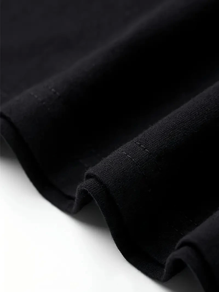 Baskılı Oversize Bisiklet Yaka T-shirt - Siyah