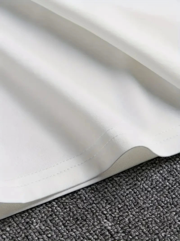 Baskılı Oversize Bisiklet Yaka T-shirt - Beyaz