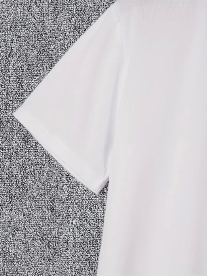 Baskılı Oversize Bisiklet Yaka T-shirt - Beyaz