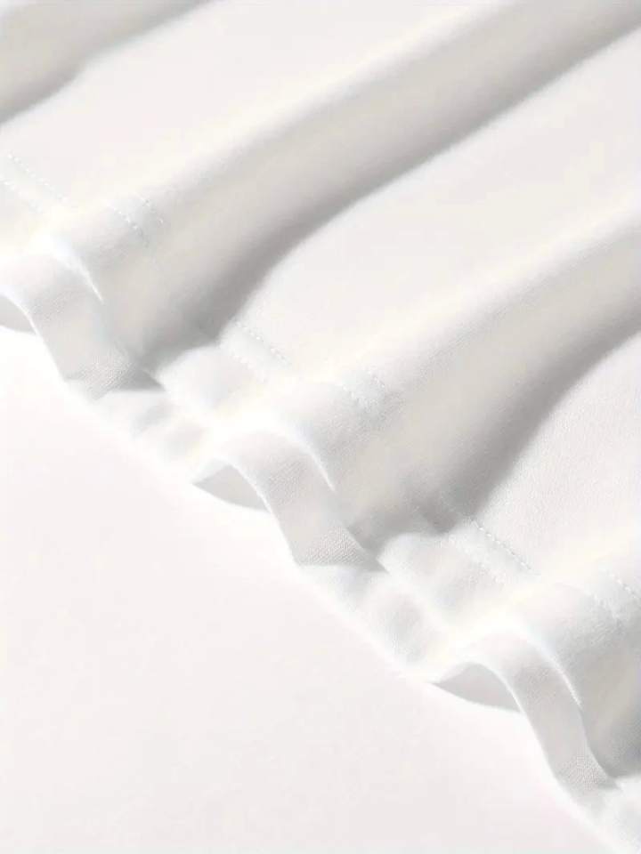 Baskılı Oversize Bisiklet Yaka T-shirt - Beyaz