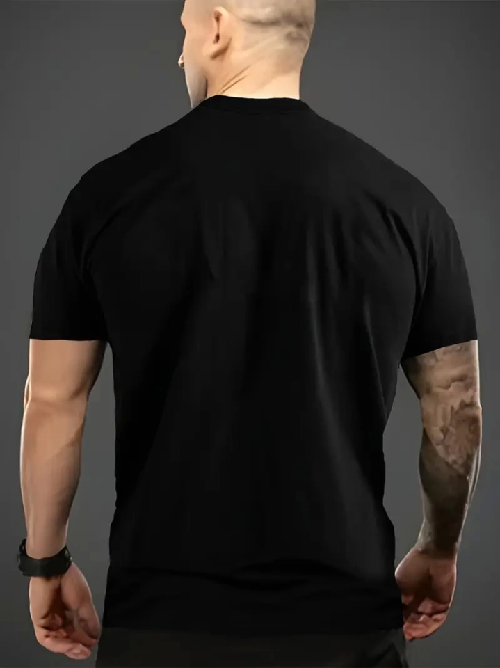 Baskılı Oversize Bisiklet Yaka T-shirt - Siyah