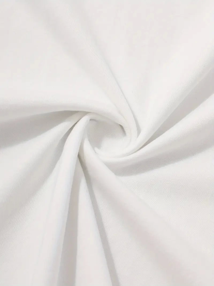 Baskılı Oversize Bisiklet Yaka T-shirt - Beyaz