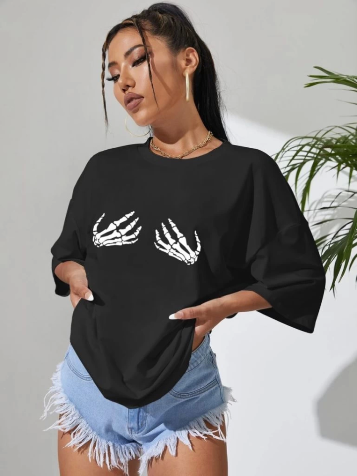 Baskılı T-shirt - Siyah