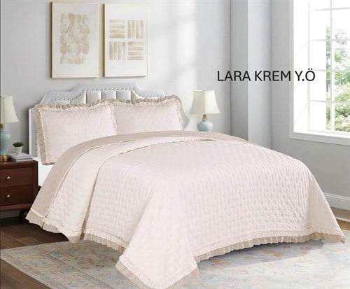 Çınar Yatak Örtüsü Çift Kişilik Lara Krem 240X260