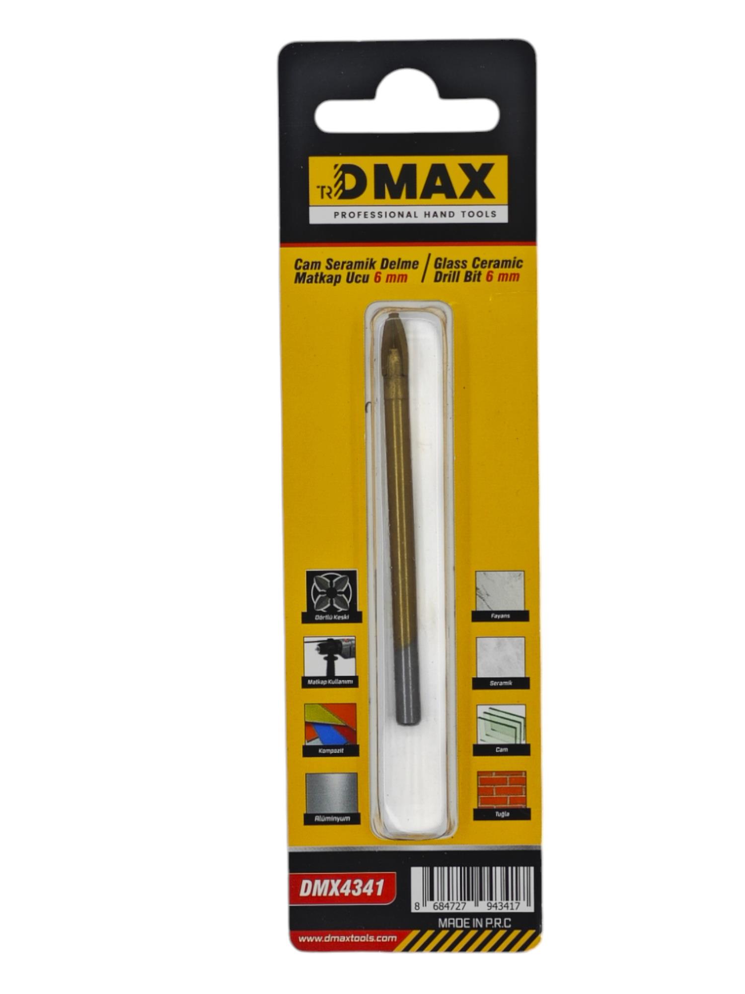 DMX4341   D-Max Cam Seramik Delme Matkap Ucu 6mm