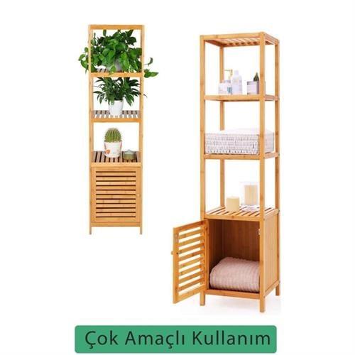 Dıgıthome Çok Amaçlı  Bambu Dört Raflı Dolap  0003