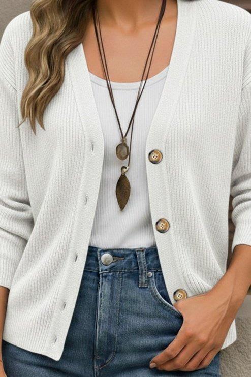 Düğme Detay Triko Bluz