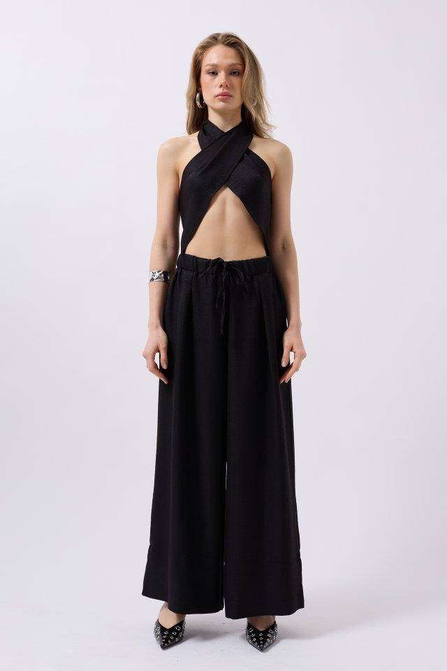 Düşük Bel Oversize Keten Pantolon