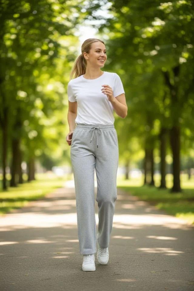 Düz Paça Beli Lastikli İpli Günlük Spor Eşofman Altı Rahat Fit - Gri