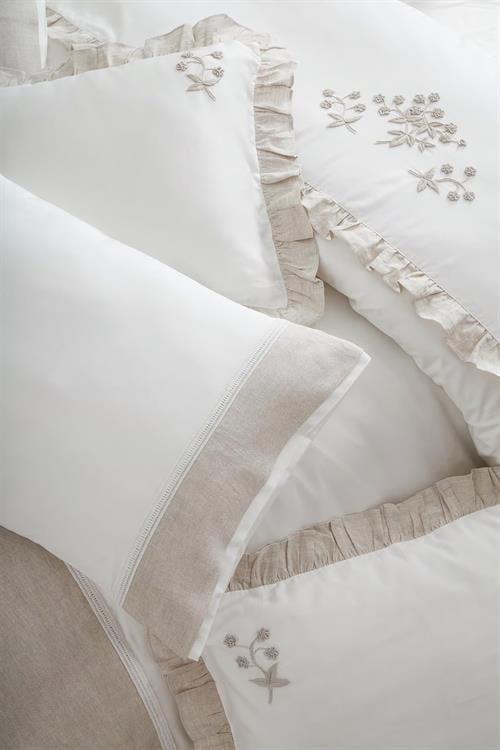Ecocotton Nevresim Takımı Çift Kişilik Saten Nak Krem Aylız %100 Organik