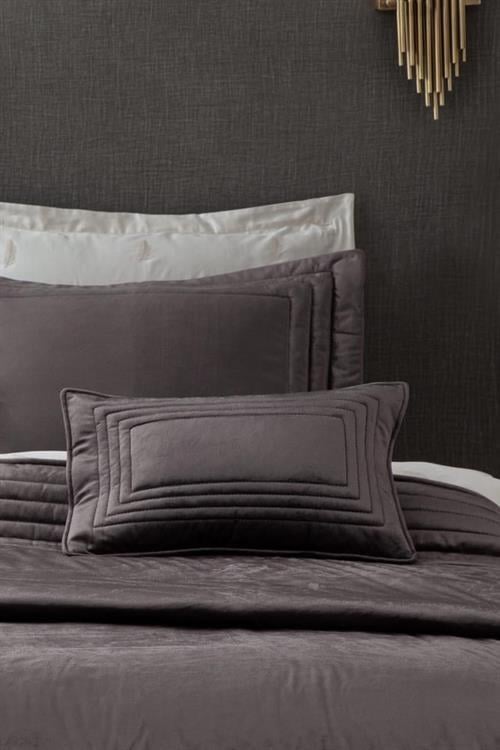 Ecocotton Yatak Örtüsü Takımı Çift Kişilik Antrasit Feza 240X260 %100 Organik